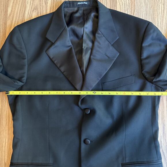 Vito Rufolo Made In Italy Suit Jacket Mens 40R Black Solid Wool Three Buttons - Picture 9 of 11